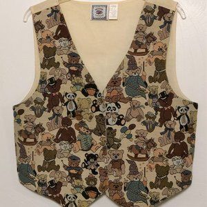 Imaginations vintage tapestry vest with teddy bear